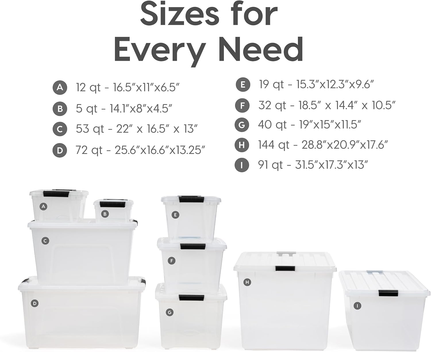 IRIS USA 54 Qt Stackable Plastic Storage Bins with Lids. 6 Pack - BPA-Free. Made in USA - See-Through Organizing Solution. Latches. Durable Nestable Containers. Secure Pull Handle - Clear - Image 9