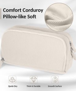 Alternative view of Sooez Big Capacity Pencil Case Pen Pouch. Soft Corduroy Pencil Bag with 3 Compartment. Multiple Pockets. Sturdy Zipper. Cute School Supplies Pen Bag Organizer For Teen Girls College. Beige