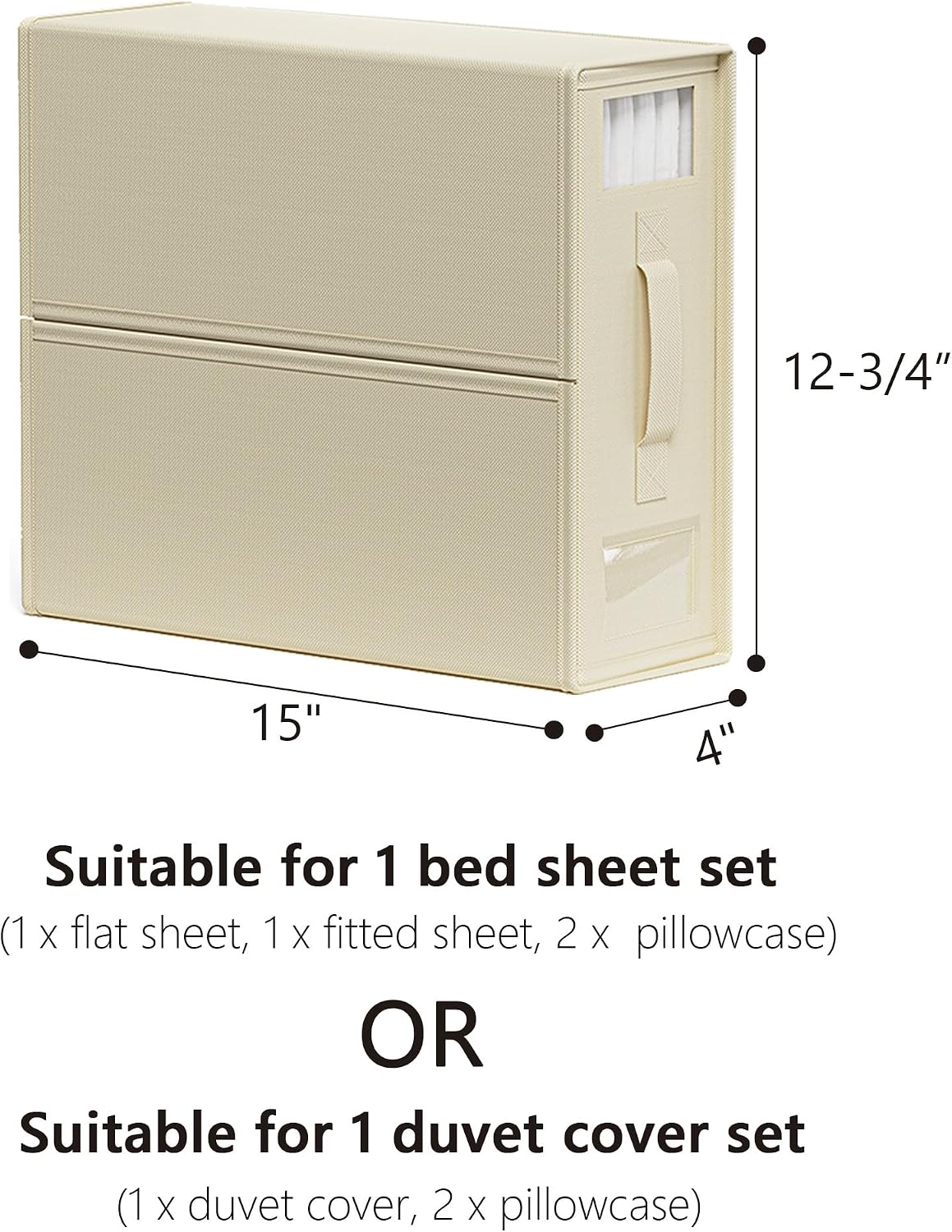 SheetCube Bed Sheet Organizers and Storage 6 Pack. Foldable Linen Closet Organizer with Window and Label. Bedding Folder Storage Box Container for Blanket. Duvet Cover Set. Bed Sheet Set - Beige - Image 7