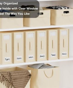 Alternative view of SheetCube Bed Sheet Organizers and Storage 6 Pack. Foldable Linen Closet Organizer with Window and Label. Bedding Folder Storage Box Container for Blanket. Duvet Cover Set. Bed Sheet Set - Beige