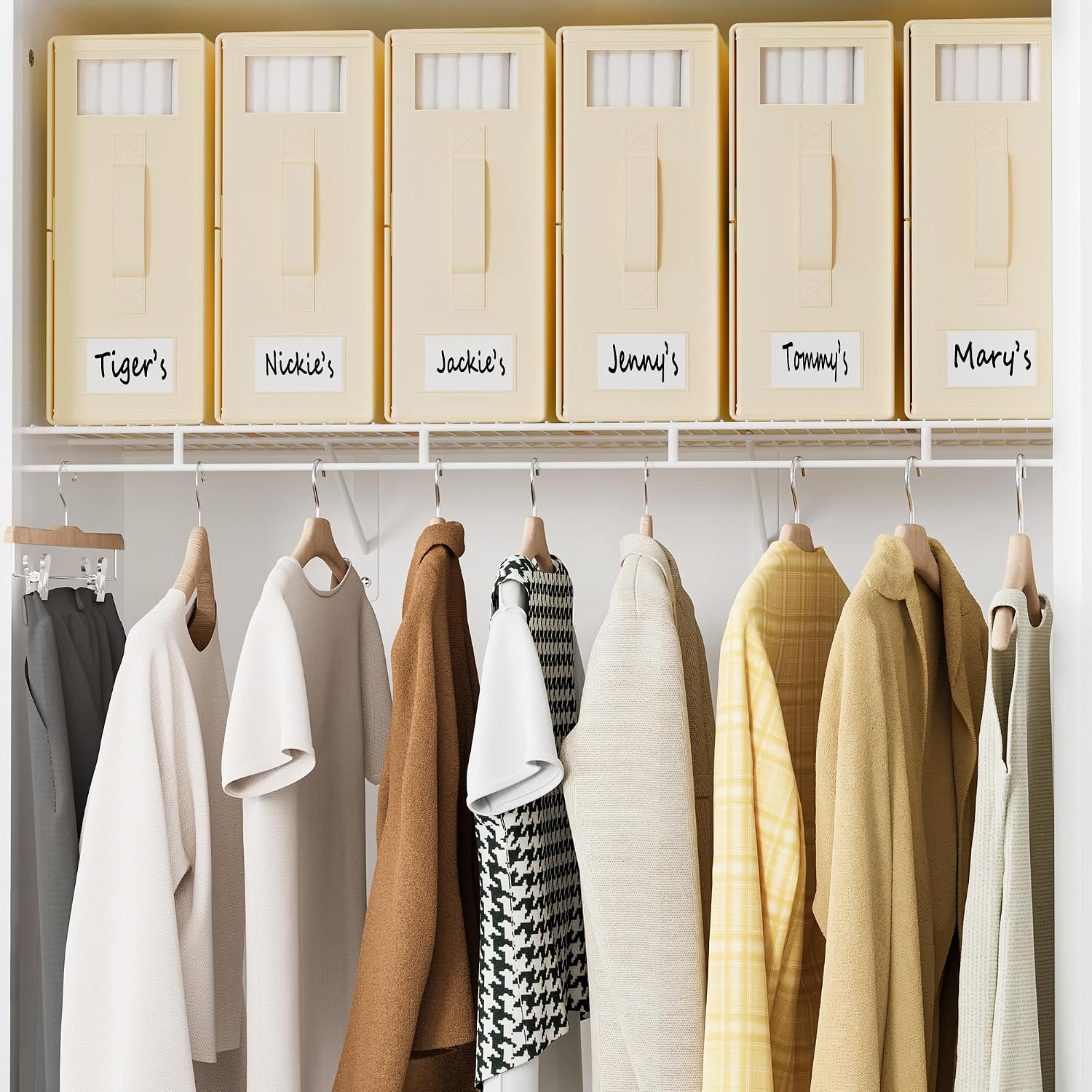 SheetCube Bed Sheet Organizers and Storage 6 Pack. Foldable Linen Closet Organizer with Window and Label. Bedding Folder Storage Box Container for Blanket. Duvet Cover Set. Bed Sheet Set - Beige - Image 5